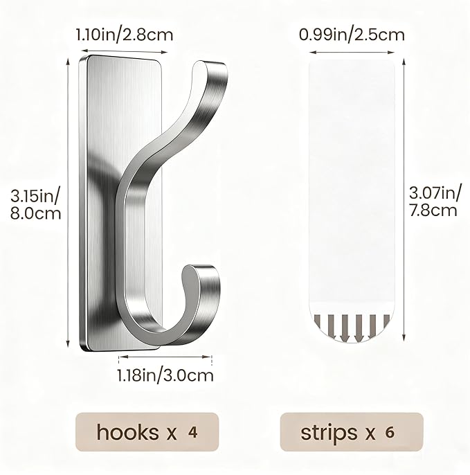 pickpiff Wall Hooks with Adhesive Strip- Easy to Remove, No Residue, Strong - Image 3