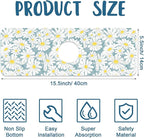 White Flower Sink Splash Guard Cute Chamomile Faucet Absorbing Mat Fast Drying - Image 2