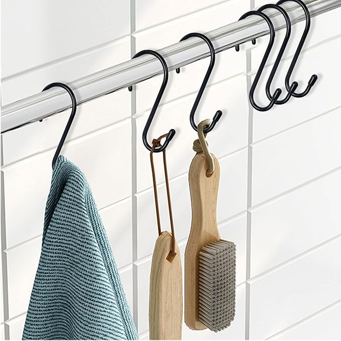 12 Pack 4-1/2 Inch S Hooks, Large Vinyl Coated Closet Hooks Non Slip Heavy Duty - Image 7