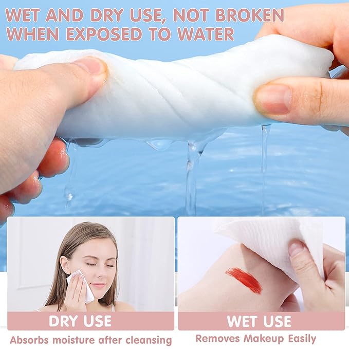 Disposable Face Towel Dry Wipes, 100% Cotton Facial Tissue, Lint Free Facial - Image 3