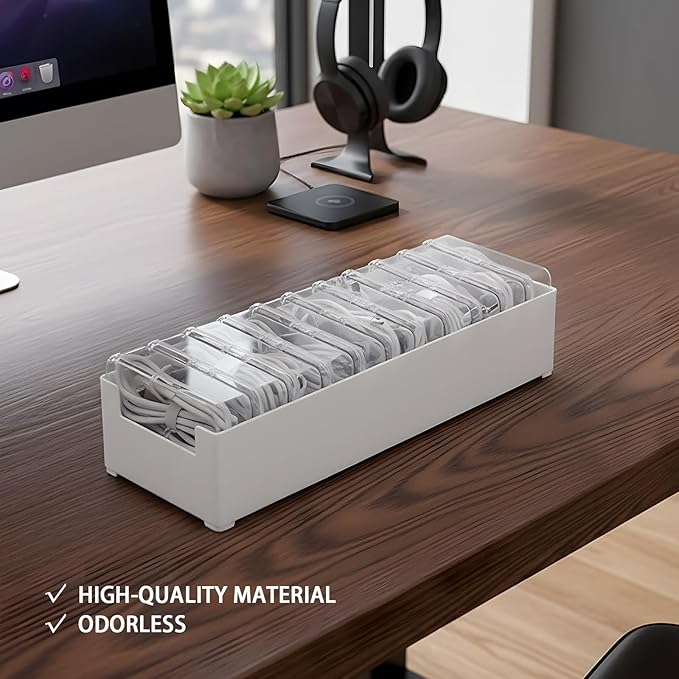 11 Case Cable Storage Box with Cable Straps and Label Stickers, Cord Organizer - Image 2