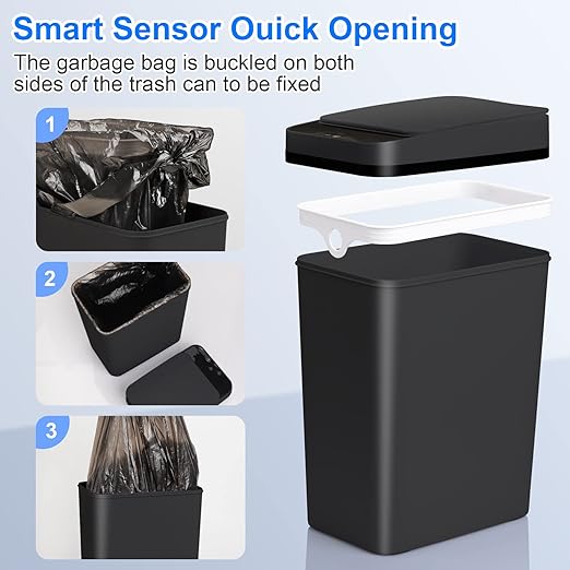 Bathroom Touchless Trash Can 2.2 Gallon Smart Automatic Motion Sensor Rubbish - Image 6