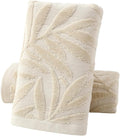 Pidada Hand Towels Set of 2 Leaf Pattern 100% Cotton Absorbent Soft Decorative by Pidada