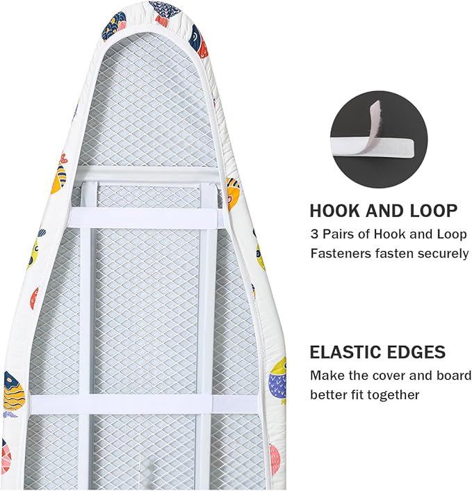 Ironing Board Cover and Pad Standard Size 15" x 54", 3 Pairs of Hook and Loop - Image 4