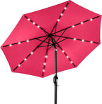Best Choice Products 10ft Solar Polyester LED Lighted Patio Umbrella w/Tilt Adjustment and UV-Resistant Fabric by BestChoiceProducts