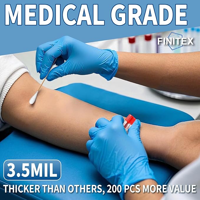FINITEX Blue Disposable Nitrile Exam Gloves - Image 2