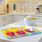 Red Apple On Yellow Background Dish Drying Mat - Image 6