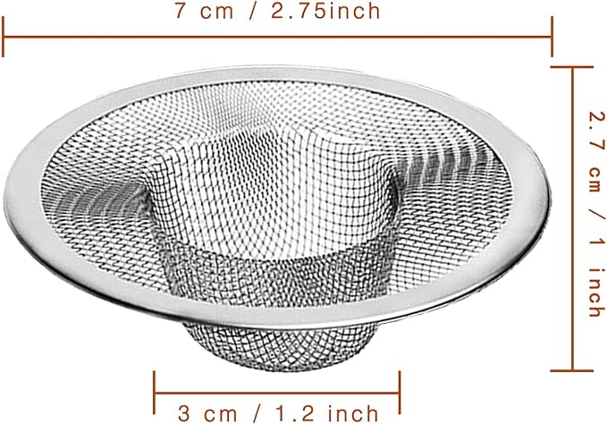 4pcs Heavy Duty Stainless Steel Kitchen Sink Strainer, 2.75" Top / 1" Mesh - Image 2