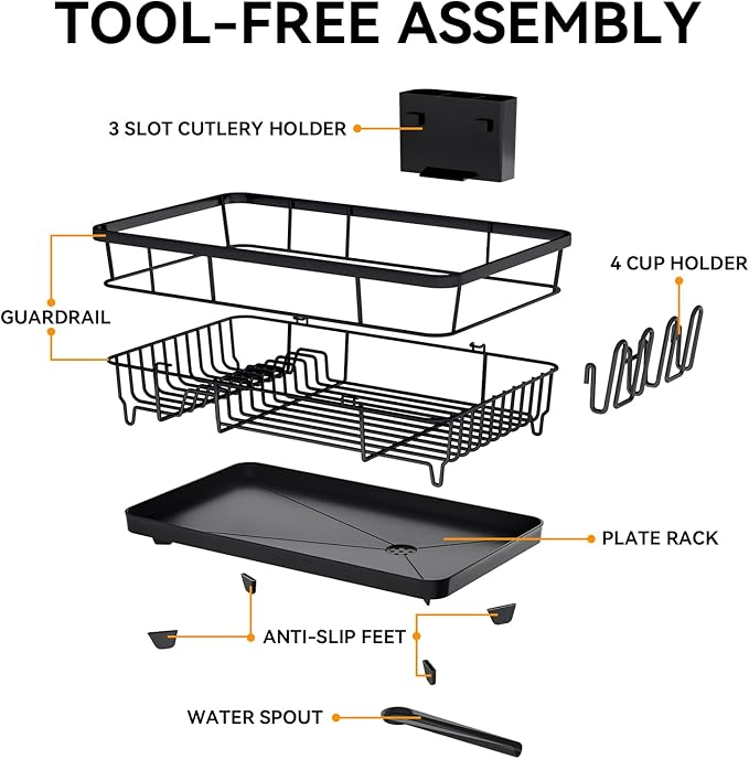 TOOLF Large Dish Drying Rack for Kitchen Counter, Kitchen Dish Racks - Image 7