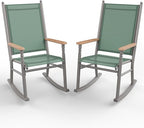 Shintenchi 2 Pcs Outdoor Rocking Chairs Set,Upgraded High Back Patio Rocking Chairs Set,Breathable Textilene Fabric Rocking Chair for Porch,Patio,Garden,Balcony(Green) by Shintenchi