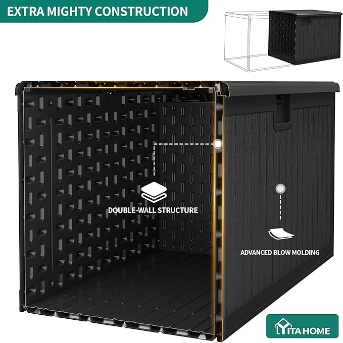 YITAHOME 150 Gallon Large Deck Box with Side Handles, Outdoor Double-Wall Storage for Patio Furniture Cushions, Garden Pool Accessories, Waterproof & Lockable - Image 4