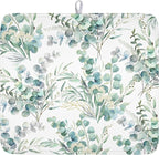 Spring Sage Green Leaves Dish Drying Mat by Kawani
