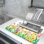 Hello Spring Flowers Green Dish Drying Mat 18 x 24 Inch - Image 5