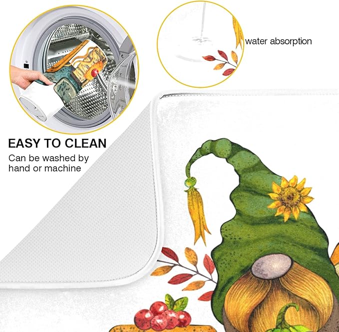 ALAZA Thanksgiving Truck with Fall Gnomes Dish Drying Mat - Image 2