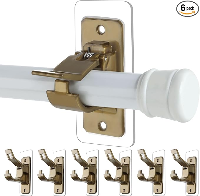Antimbee 6-Pack No Drill Needed Curtain Rod Holders Brackets, Self Adhesive Rod by Antimbee