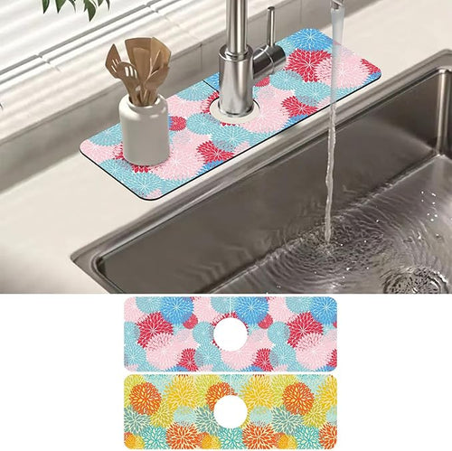 2 Pack Abstract Flowers Sink Splash Guard Faucet Mat Vintage Floral Super by Unknown