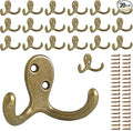 20 Pack Coat Hooks Wall Hooks for Hanging, Heavy Duty Double Prong Metal Hook by CBWLWJ