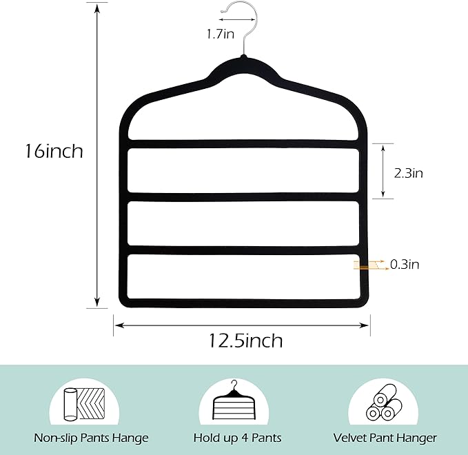 Velvet Pant Clothes Hanger Space Saving Non Slip Shorts Hanger, Myfolrena Jeans - Image 7