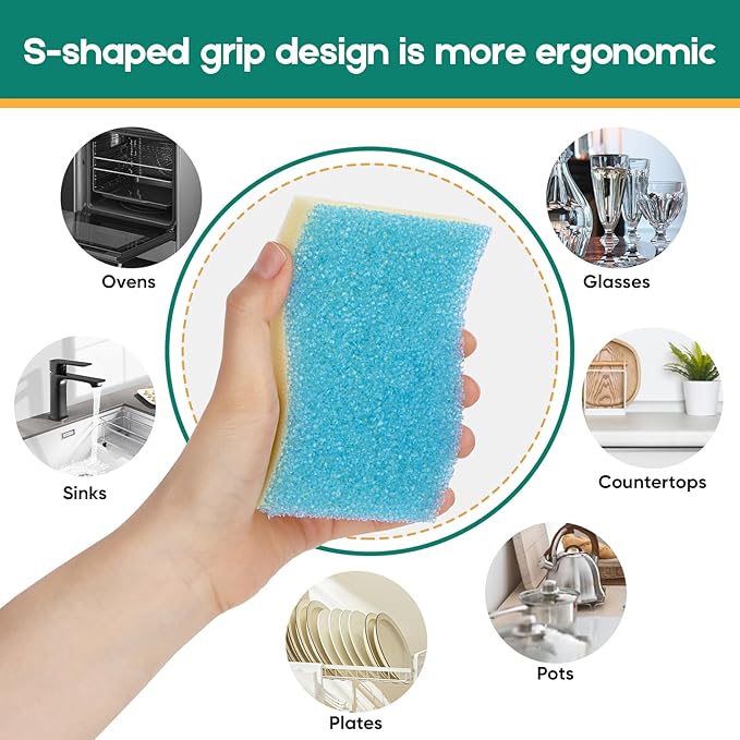 Scrub Sponge, 8 Pack Dual-Sided Temperature-Responsive Scrubber - Image 5