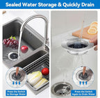 Upgraded 3-in-1 Kitchen Sink Drain Strainer, Stainless Steel Pop Up Kitchen - Image 5
