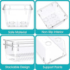 33 PCS Clear Plastic Drawer Organizers Set, 4 Size Desk Drawer Organizer Trays - Image 3
