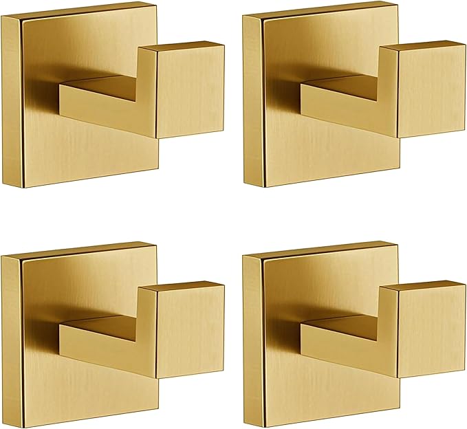Towel Hooks for Bathrooms, Brushed Gold Towel Hook for Kitchen Bathroom by Delarkusi