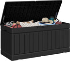 JUMMICO 78 Gallon Outdoor Deck Box Large Resin Storage Box for Patio Furniture Cushions and Garden Tools (Black) by JUMMICO