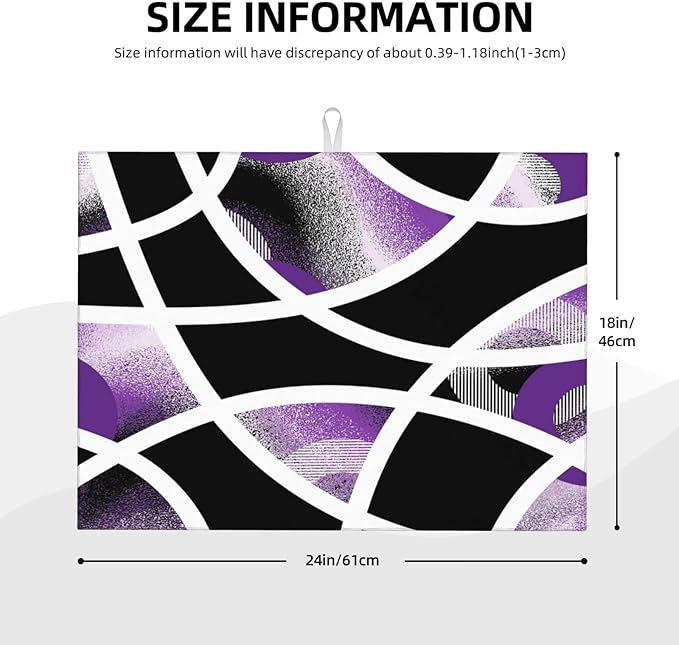 Purple Black White Geometric Abstract Dish Drying Mat - Image 7