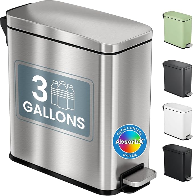iTouchless 3 Gallon Slim Bathroom Trash Can by iTouchless