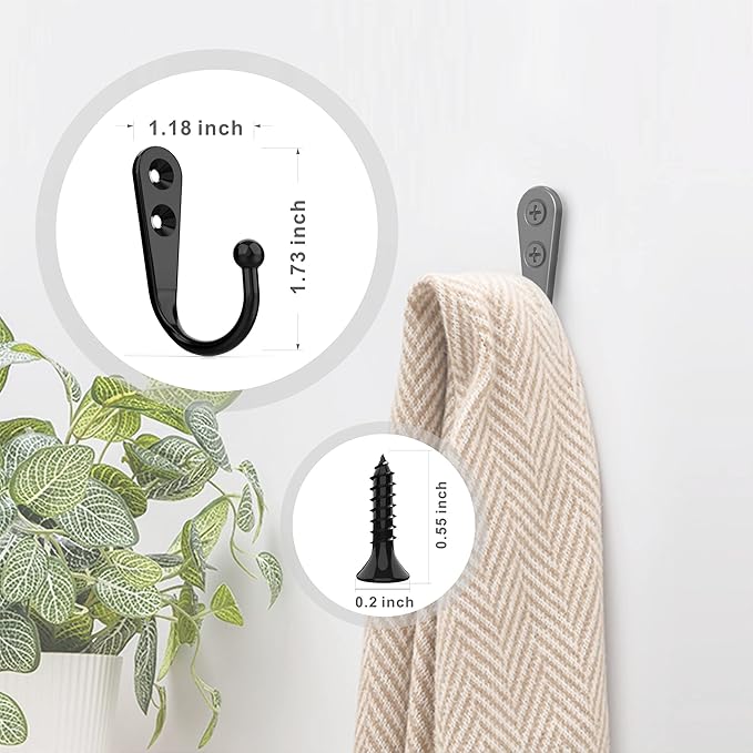 15Pcs Black Wall Mounted Coat Hooks, Hanger Hook - Image 7