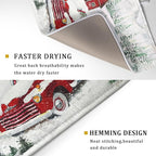 Winter Red Truck Dish Drying Mat Christmas Tree Dishes Pad 18x24 Inch Dish - Image 3