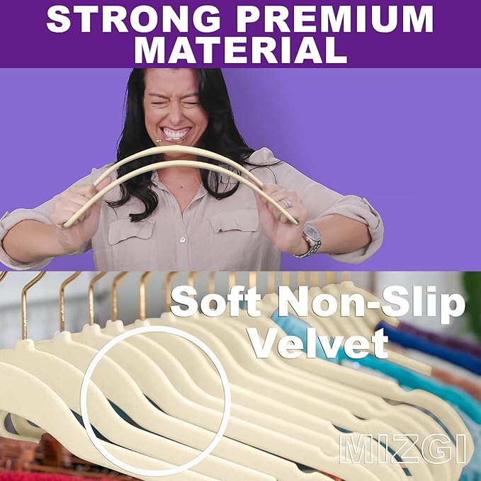MIZGI Premium Velvet Hangers Pack 60 Pcs Heavyduty - Image 2