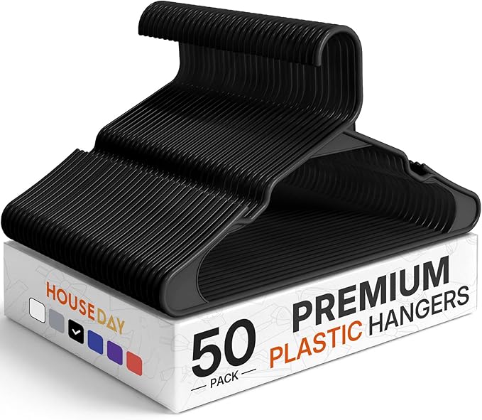 HOUSE DAY Plastic Hangers 50 Pack by HOUSEDAY