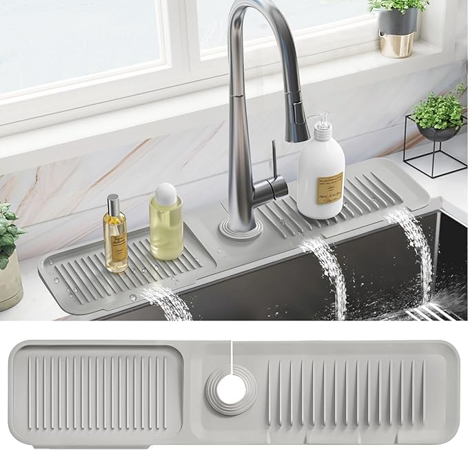 PoYang 24 Inch Faucet Mat for Kitchen Sink Splash Guard Behind Faucet, Sink by PoYang