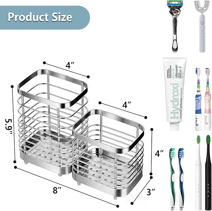 MYITYARD Toothbrush Holder for Bathroom, Stainless Steel Ventilated Electric - Image 2