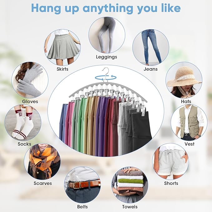 6 Pack Legging Organizer for Closet Hanging, Pants Hangers - Image 4