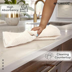 Encasa XO Kitchen Dish Towels Set | Solid Off White | Waffle Weave and Flat - Image 2