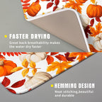 Fall Dish Drying Mat for Kitchen Counter Watercolor Pumpkins Autumn Leaves - Image 3