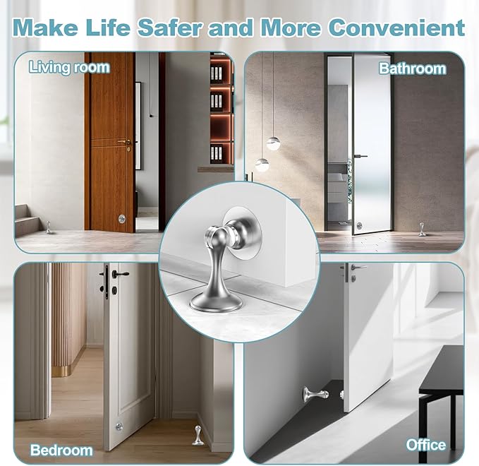 Magnetic Door Stoppers 6 Pack, Stainless Steel Door Stops - Image 6