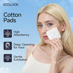 ECOLOOK Triple-Layer Cotton Facial Pads | Textured Exfoliating & Ultra-Soft - Image 2
