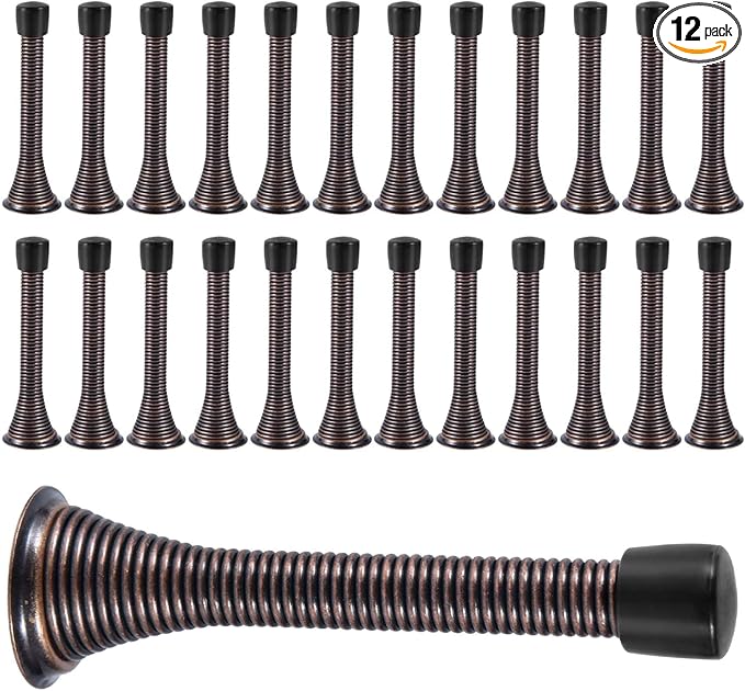 24 Pack Spring Door Stops 3 1/4 Inch Flexible Heavy Duty Spring Door Stopper by KISEER
