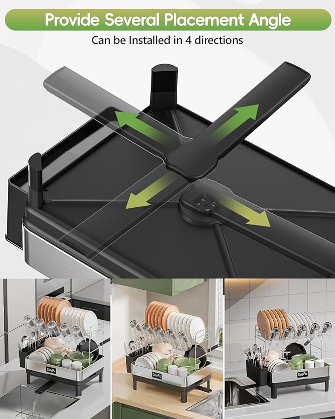 2 Tier Dish Drying Rack, Thicker Premium 304 Stainless Steel Dish Racks - Image 4