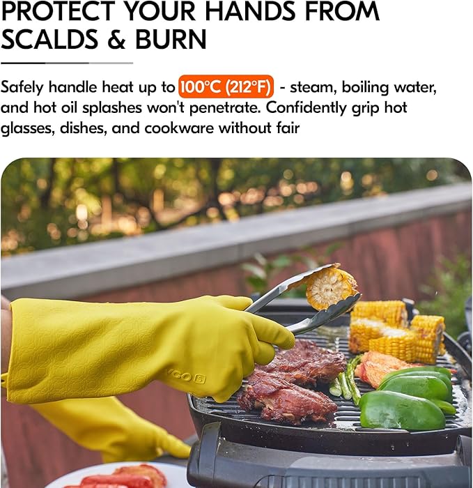 Vgo... Household Cleaning Gloves, Double-layer, Lined Dishwashing Gloves - Image 4