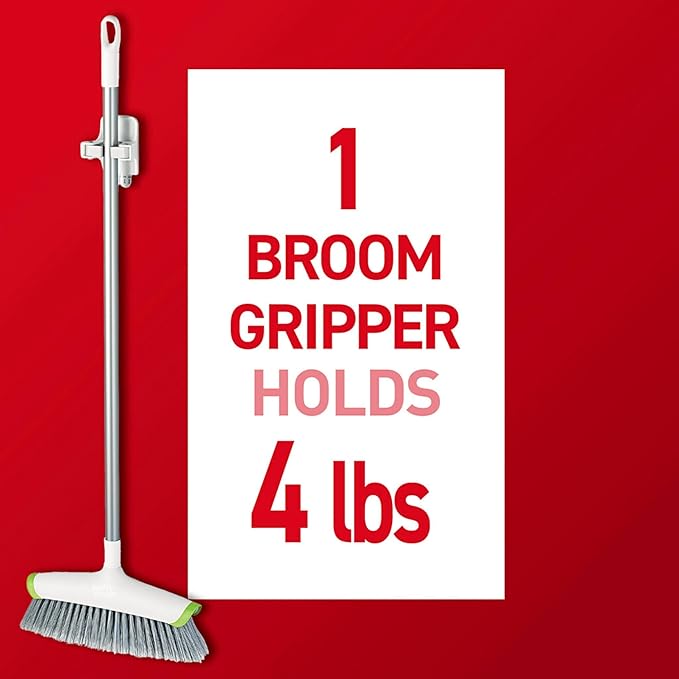 Command Broom and Mop Grippers, 2 Hangers and 4 Strips, Damage-Free Hanging - Image 4