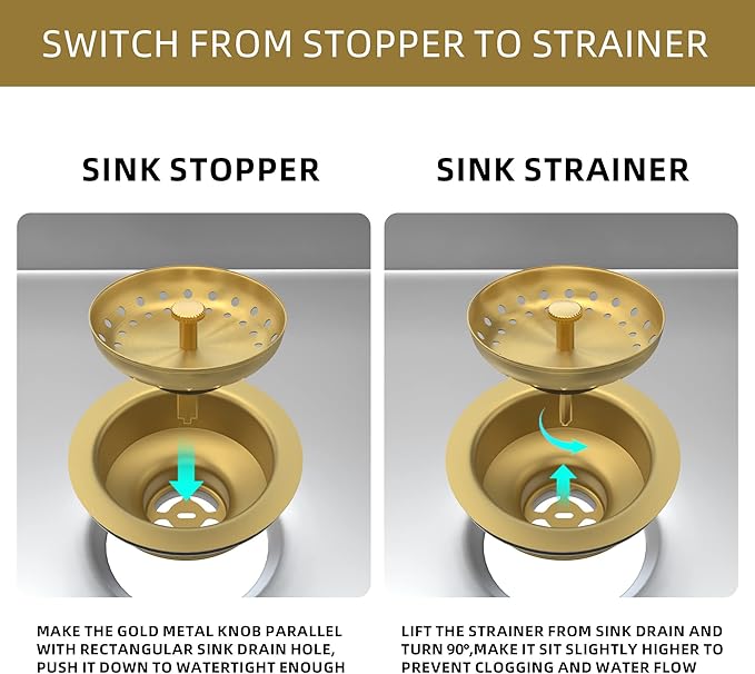 Kitchen Sink Drain Gold Sink Drain Strainer - Image 4