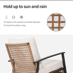 LAUSAINT HOME 3-Piece Rocking Bistro Set, Outdoor Patio Furniture with Thick Cushions and 2-Tier Coffee Table, Oversize Rattan Conversation Set for Garden, Balcony, Backyard (Beige) - Image 4