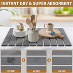 Stone Dish Drying Mats for Kitchen Counter, 23.6''x15.3'' Foldable Quick Dry - Image 5