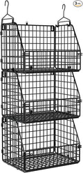 Stackable Wire Storage Baskets for Kitchen Closet Pantry, Hanging Closet by PUPPYCUTE