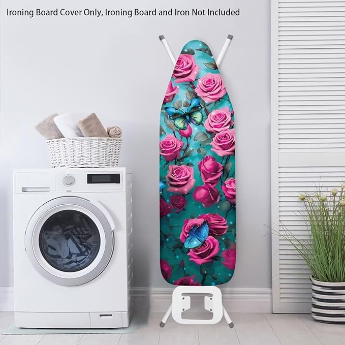 Pink Rose Ironing Board Cover and Pad Heat Reflective Stain Resistant Iron - Image 3