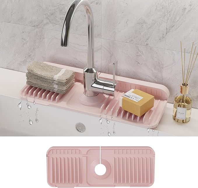 WAFT YEARN 14X5 Inch Silicone Durable Faucet Mat Kitchen Sink Splash Guard by WAFTYEARN